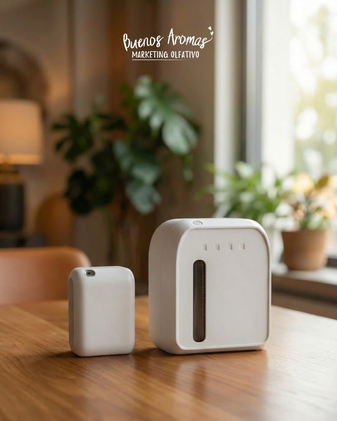 Los dos equipos sobre una mesa de madera, junto a la ventana